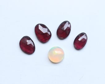 Mix Set Edelstein, 100% natürliche Opal Cabochon & Garnet Rose Cut Cabs Lot, Cabochon / facettierte Combo Lot, handgefertigte Cabochon Versorgung, 8To10MM