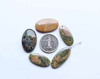 Cabochon Gemstone , 5 Pcs 100% Natural Untreated Mix Gemstone Smooth Polished Cabochon Lot , Loose Gemstone ,  Cabochon Lot Jewelry Supplies