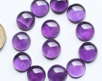 Cabochon Gemstone, Natural Amethyst Smooth Polished Round Cabochon Lot Loose Gemstone , Amethyst Loose Cabs Jewelry Supplies 6,8,10,12MM