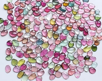 Multi Tourmaline Gemstone, AAA+++ Natural Tourmaline Rose Cut Faceted Cabochon, Tourmaline Lot, Mix Loose Tourmaline Faceted Jewelry Supply