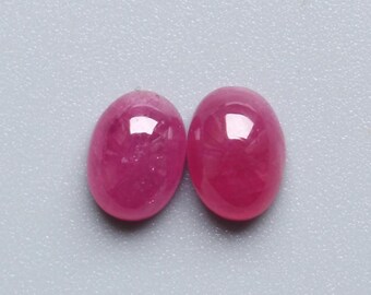 Coppia di rubini naturali, rubino rosso AAA++, cabochon ovale liscio e lucidato, pietra preziosa sciolta, coppia di rubini ovali sciolti per la creazione di gioielli, 7 x 5 mm, 3,00 ct.