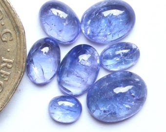 Natural Tanzanite Gemstone, AAA+++ Blue Tanzanite Smooth Polished Cabochon Pair, Tanzanite Oval Lot, Tanzanite Loose Cabochon 5To9MM Ct6.50