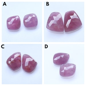 Ruby Rose Cut Natural Ruby Faceted Pairs Natural Untreated Unheated Red Ruby One Side Faceted Slices Pairs loose Ruby Loose Gemstone