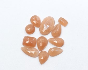 Peach Moonstone Rose Cut , Rose Cut Gemstone Rose Cut Mix Shape Moonstone Faceted Cut Lot Loose Gemstone 6TO12MM
