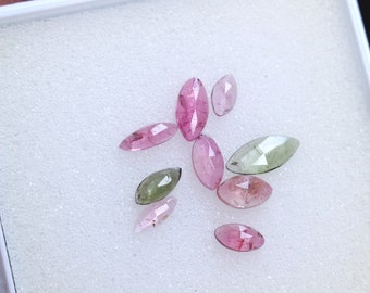 NATURAL AAA++ TOURMALINE Multi Rose Cut Slice Freesize Tourmaline One Side Faceted Rose Cut Tourmaline Lot Loose Gemstone