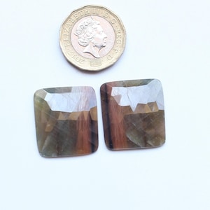Natural Sheen Sapphire Gemstone Rose Cut Faceted Cabochon Pair Loose Gemstone Sapphire Pair For Jewelry Supplies Handmade Sapphire 21X23MM