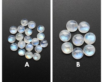 Loose Gemstone Natural Untreated Rainbow Moonstone Round Shape Cabochon Rainbow Moonstone Cabochon Lot Fire Moonstone Jewelry Supplies 7X8MM