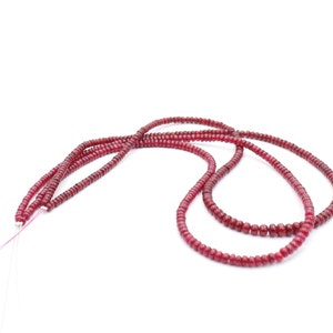 Ruby Beads Gemstone AAA Natural Ruby Strand 14 To 20 Inch Necklace Red Ruby Smooth Rondelle Neckalce 4.5TO2.5MM Loose Beads Ruby Gemstone