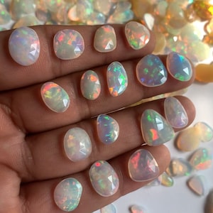 ETHIOPIAN OPAL ROSE Cut Slice , Natural Opal Rose Cut Cabochon , 100% Natural Faceted Rose Cut Ethiopian Opal Cabochon Free Form