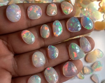 ETHIOPIAN OPAL ROSE Cut Slice , Natural Opal Rose Cut Cabochon , 100% Natural Faceted Rose Cut Ethiopian Opal Cabochon Free Form