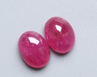 Coppia di rubini naturali, rubino rosso AAA++, cabochon ovale liscio e lucidato, pietra preziosa sciolta, coppia di rubini ovali sciolti per la creazione di gioielli, 6 x 8 mm, ct3.15
