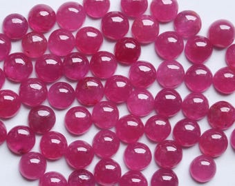 Rubí, gema natural sin tratar, rubí rojo liso pulido, cabujón redondo, conjunto de gemas sueltas, lote de cabujones redondos de rubí, suministros para joyería de rubí