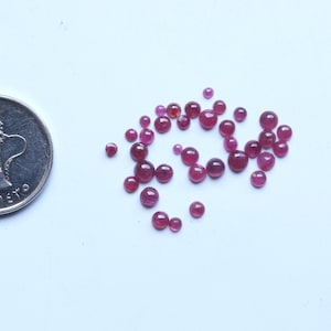 Ruby Gemstone  AAA+ Natural Red Ruby Round Smooth Polished Cabochon Loose Gemstone, Ruby Red Cabochon Unheated Ruby Loose Gemstone 2To4MM