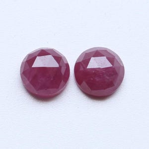 Rubin Edelstein, natürlicher unbehandelter roter Rubin Rosenschliff facettiertes rundes Paar Cabochon loser Edelstein, Rubinohrring facettiertes Schmuckzubehör, 8 MM