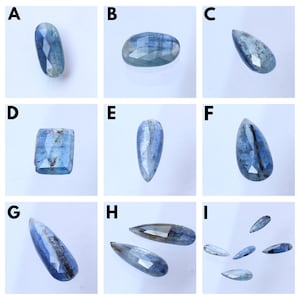 KYANITE GEMSTONE Natural Teal Blue Kyanite Rose Cut Faceted Rose Cut Cabochon Loose Kyanite Flat Back Kyanite Gemstone