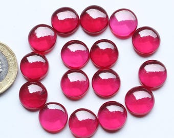 Piedra preciosa de cabujón de rubí, lote de piedras preciosas sueltas de cabujón de rubí redondo liso y pulido, suministros de joyería de 6, 8, 10 y 12 mm.
