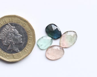 Tourmaline Gemstone, Natural Multi Tourmaline Rose Cut Faceted Cabochon Lot, Tourmaline Faceted Cut Loose Cabochon Jewelry Supply 8To10MM