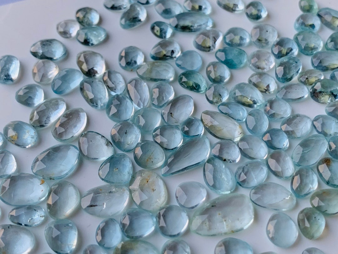 ROSE CUT GEMSTONE Uneven Shape Loose Gemstone Aquamarine Rose Cut, Rose
