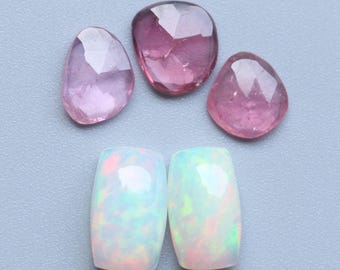 Mix Set Edelstein, 100% natürliche Opal Cabochon & Turmalin Rose Cut Cabs Lot, Cabochon / facettierte Combo Lot, handgefertigte Cabochon Versorgung, 7To10MM