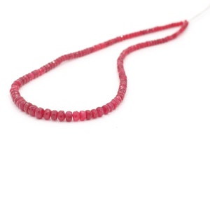 Ruby Beads Strand for jewelry making and beaded jewelry and bracelet • 14&quot; AA+ quality Treated Faceted  76.50 CT Size 5.6 x 2.6 MM