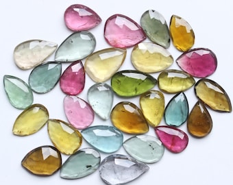 Tourmaline Gemstone, AAA+ Natural Multi Tourmaline Rose Cut Faceted Cabochon Lot, Tourmaline Faceted Loose Cabochon Jewelry Supply 9To13MM
