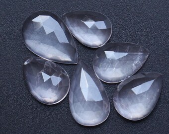 Quartz Gemstone Natural Rose Quartz Rose Cut Faceted Cabochon Loose Gemstone , Quartz Cut Faceted , Rose Quartz Jewelry Making 12.5TO16.5MM