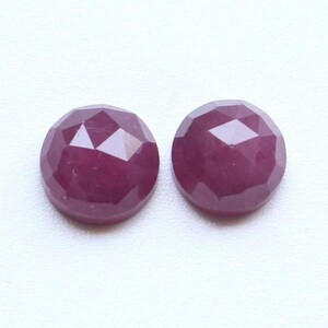 Ruby Gemstone, Natural Untreated Red Ruby Rose Cut Faceted Round Pair Cabochon Loose Gemstone, Ruby Earring Faceted Jewelry Supplies, 8MM