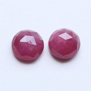 9MM, Ruby Round Gemstone, Natural Untreated Red Ruby Rose Cut Faceted Pair Cabochon Loose Gemstone, Ruby Earring Faceted Jewelry Supplies