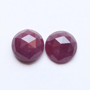 Rose Cut Gemstone, Natural Untreated Red Ruby Rose Cut Faceted Round Pair Cabochon Loose Gemstone, Ruby Earring Faceted Jewelry Supplies 9MM