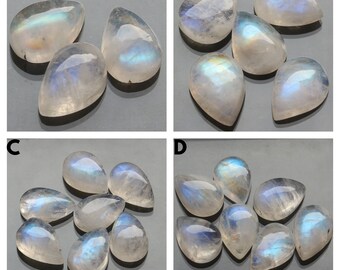 Rainbow Moonstone Gemstone Smooth Polished Cabochon Lot Rainbow Moonstone Top Blue Flashy Fire Flat Back Loose Moonstone gemstone