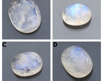 Rainbow Moonstone Gemstone Smooth Polished Cabochon Rainbow Moonstone Top Blue Flashy Fire Flat Back Loose Moonstone gemstone