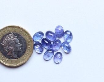Natural Tanzanite Gemstone, AAA+++ Blue Tanzanite Smooth Polished Cabochon Pair, Tanzanite Oval Lot, Tanzanite Loose Cabochon 7X5MM Ct9.00