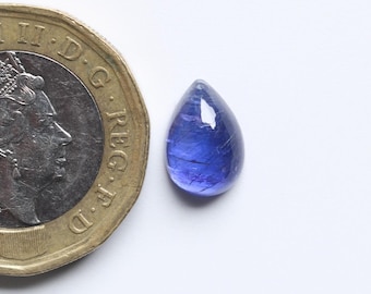 AAA++ Tanzanite Gemstone, Natural Blue Tanzanite Smooth Polished Cabochon, Tanzanite Pear Cabochon, Tanzanite Loose Gemstone 10.5X7MM CT2.70