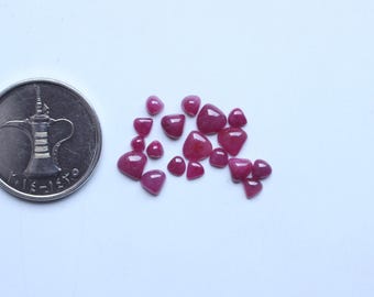 Ruby Gemstone  AAA+ Natural Red Ruby Heart Smooth Polished Cabochon Loose Gemstone, Ruby Red Cabochon Unheated Ruby Loose Gemstone 3To6MM