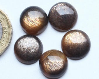 Moonstone Cabochon, Gemstone Natural Black Sheen Moonstone Round Cabochon Lot Loose Gemstone, Moonstone Golden Sheen Cab Jewelry Making 12MM