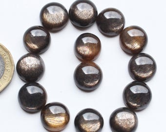 Moonstone Cabochon Gemstone Natural Black Sheen Moonstone Round Cabochon Lot Loose Gemstone, Moonstone Golden Cab Jewelry Making 6,8,10,12MM