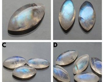 Rainbow Moonstone Gemstone Smooth Polished Cabochon Lot Rainbow Moonstone Top Blue Flashy Fire Flat Back Loose Moonstone gemstone