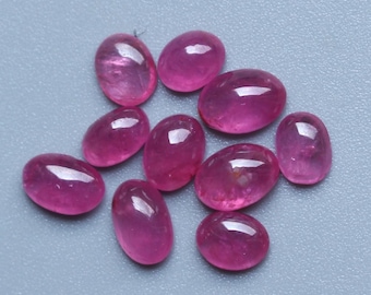 Ruby Gemstone Cabochon, Natural Untreated Red Ruby Smooth Polished Oval Cabochon Loose Gemstone, Ruby Cabochon Lot Jewelry Supplies, 5To6MM