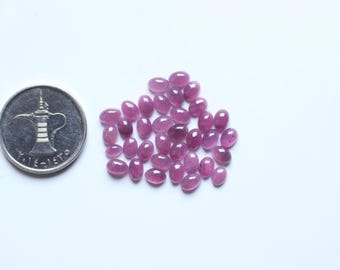 Ruby Cabochon AAA Natural Red Ruby Smooth Polished Oval Cabochon Loose Gemstone, Ruby Cabochon Unheated Ruby Loose Cabochon Gemstone 5.5X4MM
