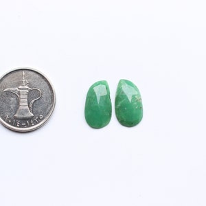 Pairs Gemstone Natural Untreated Chrysoprase Rose Cut Faceted Cabochon Pair Loose Gemstone Chrysoprase Cut Jewelry Supplies 18X10MM