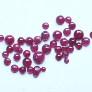 Ruby Gemstone  AAA+ Natural Red Ruby Round Smooth Polished Cabochon Loose Gemstone, Ruby Red Cabochon Unheated Ruby Loose Gemstone 2To5MM