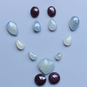 Rosenslipad ädelsten, naturlig multi-safir och rubin rosenslipad fasetterad cabochon, lös ädelsten, rosenslipade cabochonsmycken, 7-13 mm