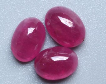 Ruby Gemstone Cabochon, Natural Untreated Red Ruby Smooth Polished Oval Cabochon Loose Gemstone, Ruby Cabochon Lot Jewelry Supplies, 7X5MM