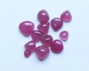 Ruby Gemstone  AAA+ Natural Red Ruby Heart Smooth Polished Cabochon Loose Gemstone, Ruby Red Cabochon Unheated Ruby Loose Gemstone 2.5To5MM
