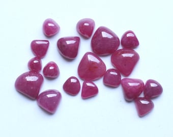 Ruby Gemstone  AAA+ Natural Red Ruby Heart Smooth Polished Cabochon Loose Gemstone, Ruby Red Cabochon Unheated Ruby Loose Gemstone 3To6MM
