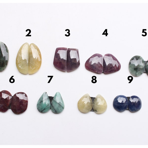 Pairs Gemstone Natural Untreated Unheated Rose Cut Faceted Pair Loose Gemstone Faceted Pair Gemstone Jewelry Supplies