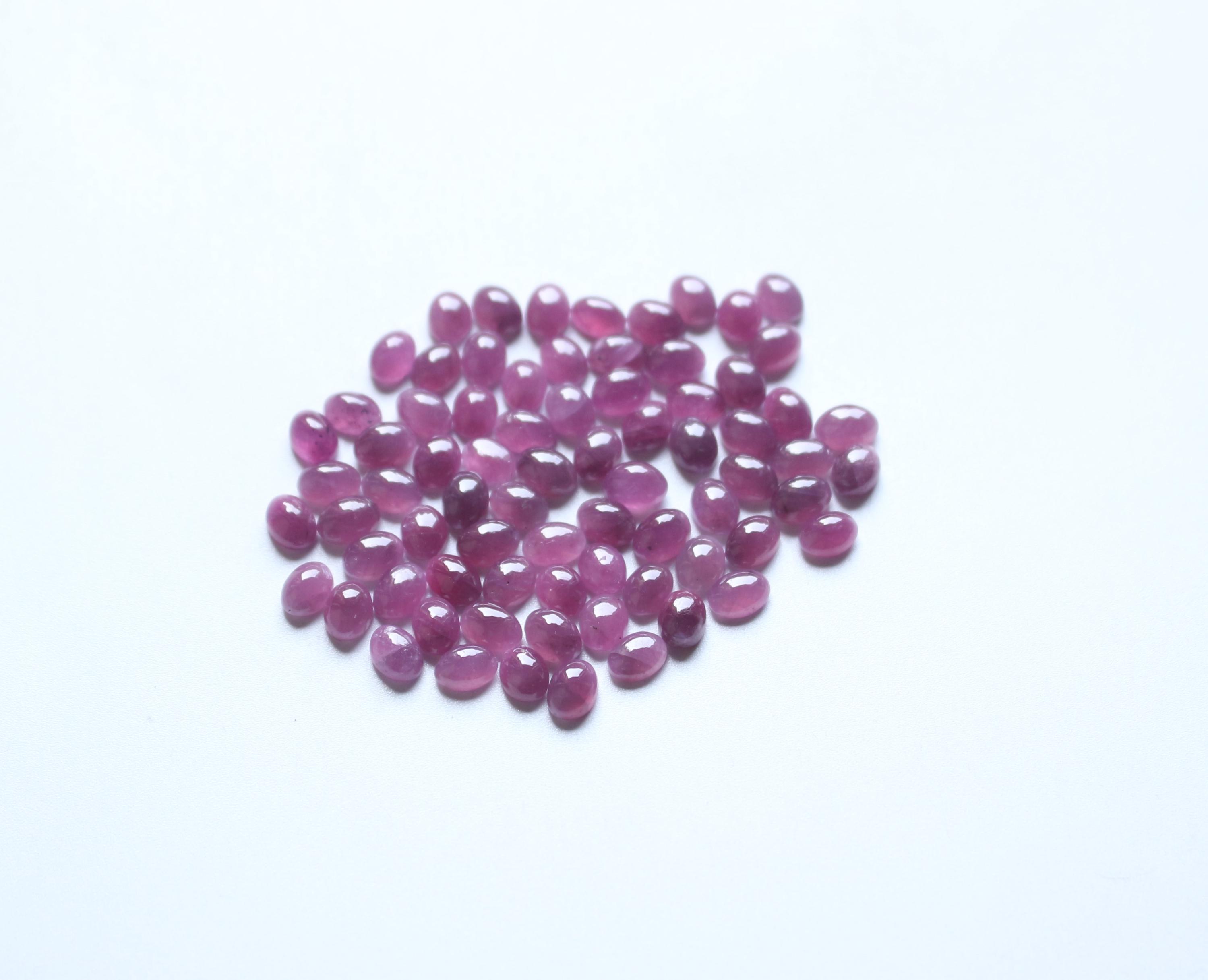 Ruby Cabochon AAA Natural Red Ruby Smooth Polished Oval Cabochon