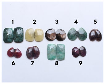 9 Matching Pairs Gemstone Natural Untreated Unheated Rose Cut Faceted Pair Loose Gemstone Faceted Pair Gemstone Jewelry Supplies