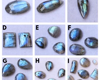 Labradorite Gemstone Natural Blue Flashy Fire Labradorite Rose Cut Mix Shape Blue Flashy Fire Rose Cut Loose Labradorite Gemstone