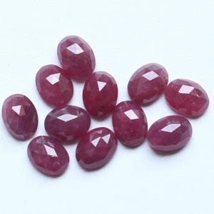Pietra preziosa di rubino, rubino rosso naturale non trattato taglio rosa cabochon sfaccettato, pietre preziose sfuse, forniture per gioielli con taglio rubino sfaccettato, 8 x 6 mm, ct.19,50